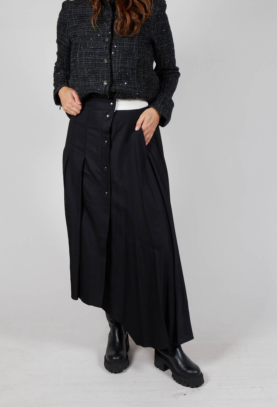 Long Pleated Skirt in Black