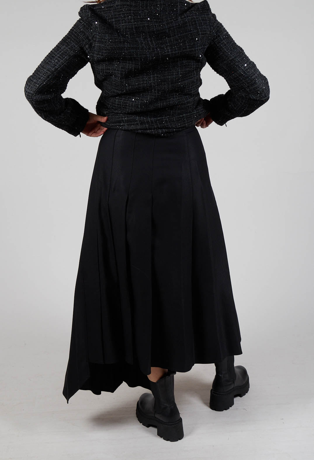 Long Pleated Skirt in Black