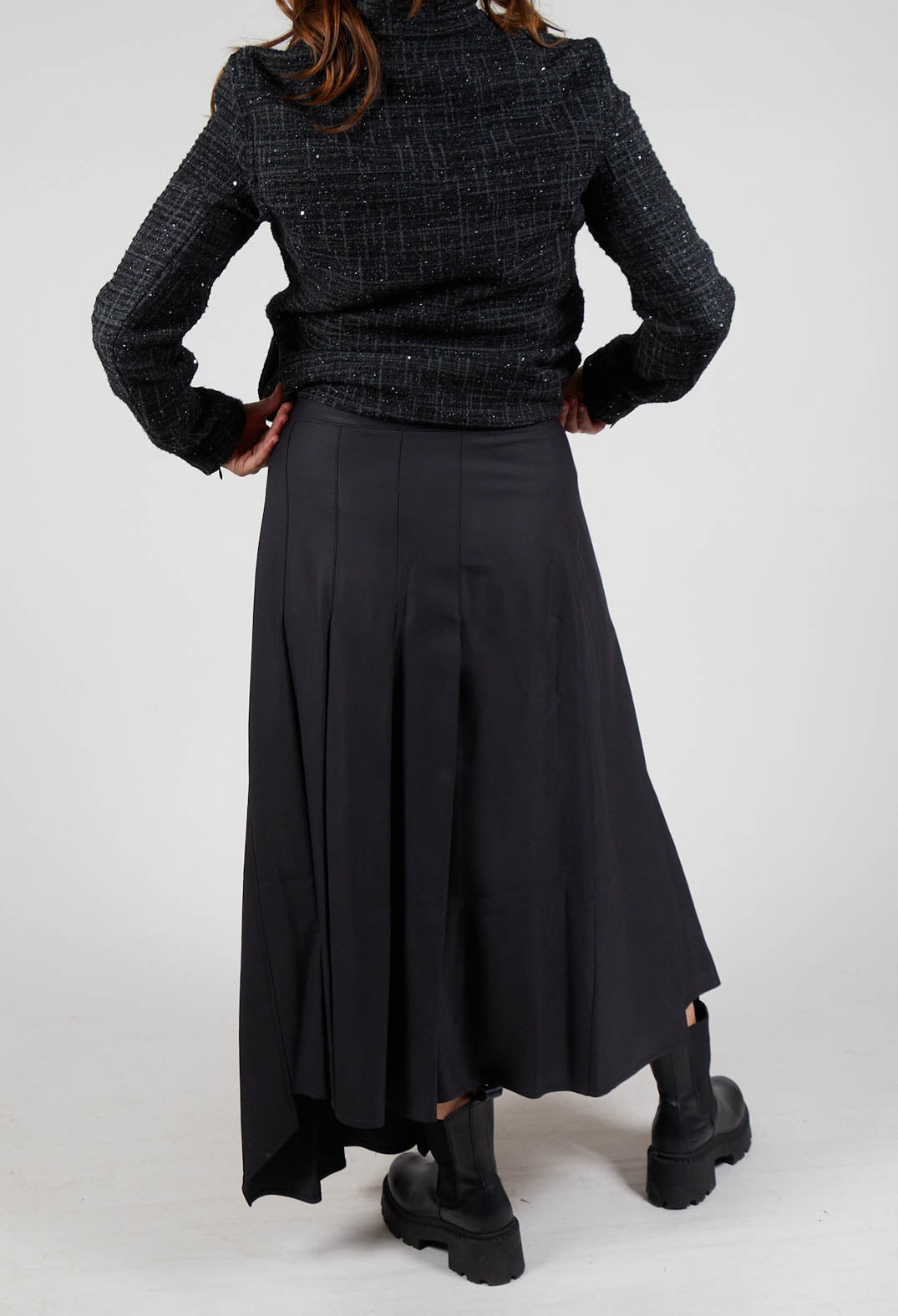 Long Pleated Skirt in Charcoal