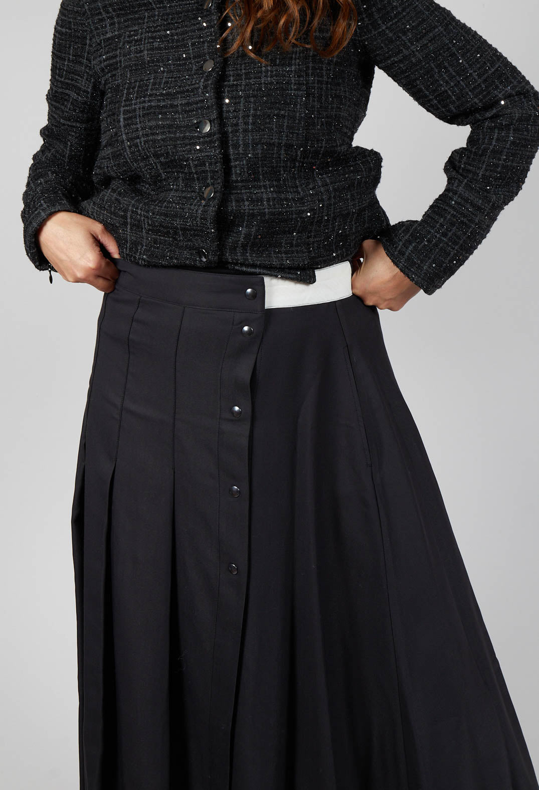 Long Pleated Skirt in Charcoal