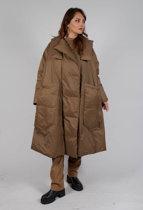 Long Puffer Coat in Camel