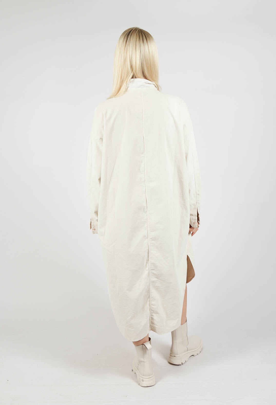 Long Shirt Dress V in Off White