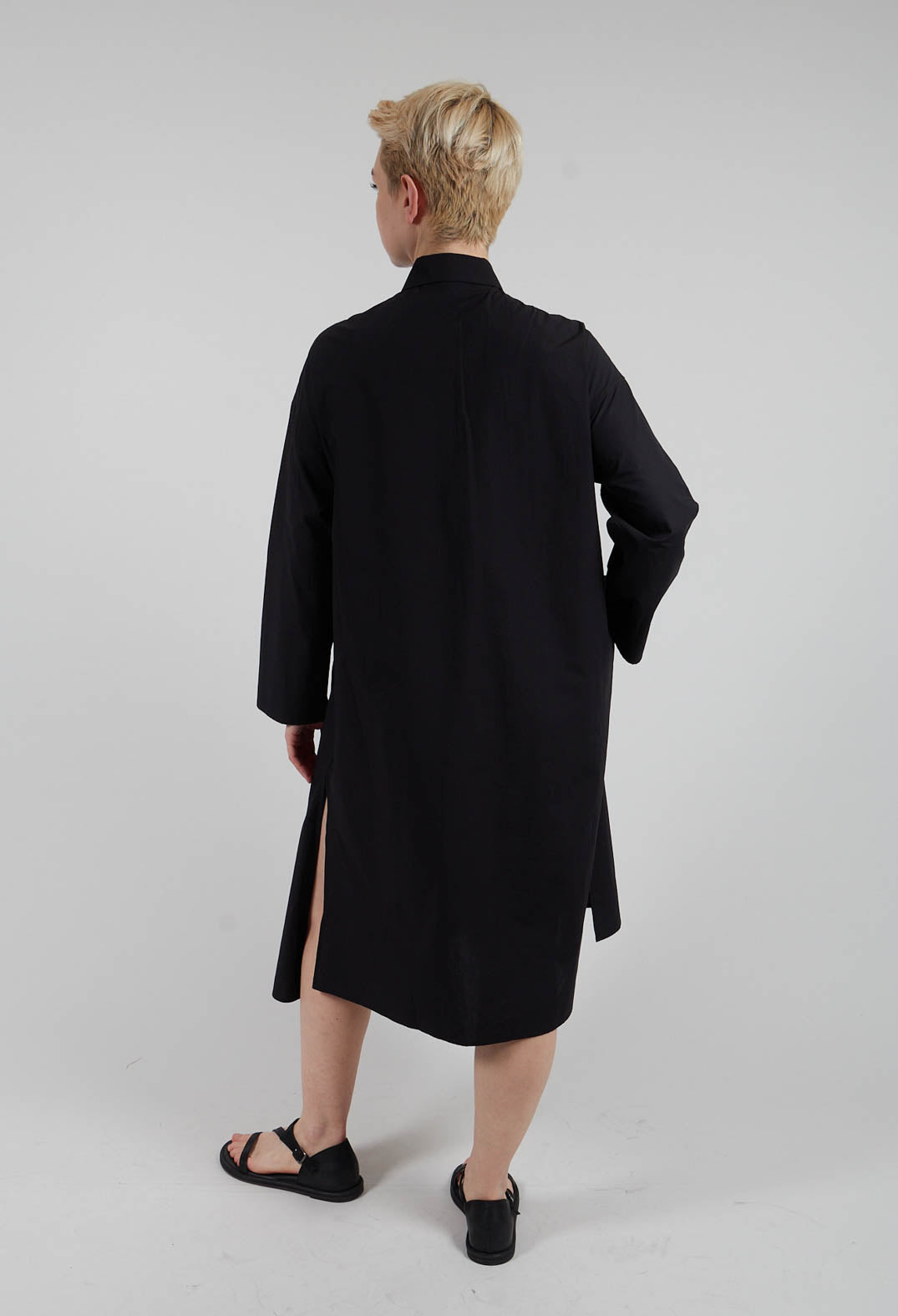 Long Shirt with Ruffles in Black