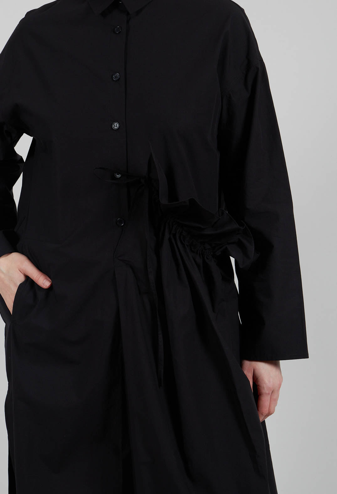 Long Shirt with Ruffles in Black