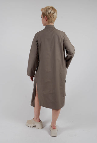 Long Shirt with Ruffles in Khaki