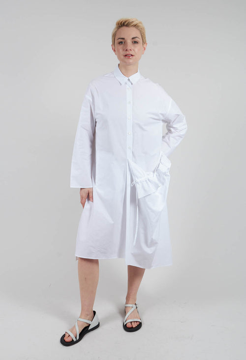 Long Shirt with Ruffles in White