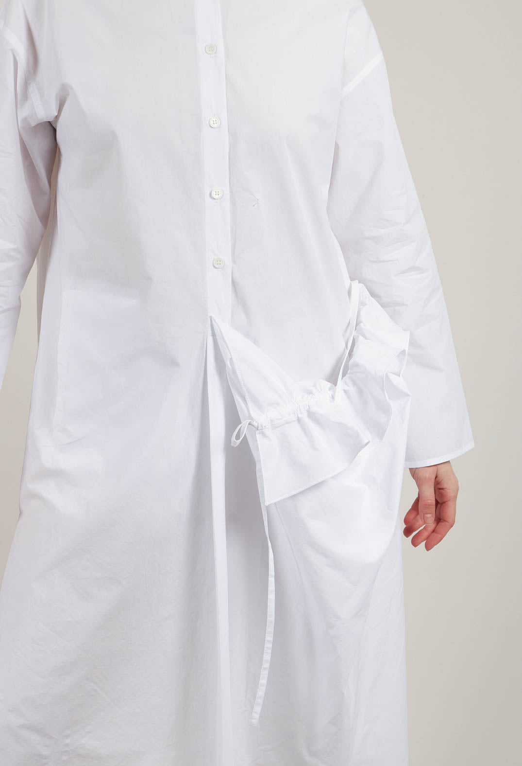 Long Shirt with Ruffles in White