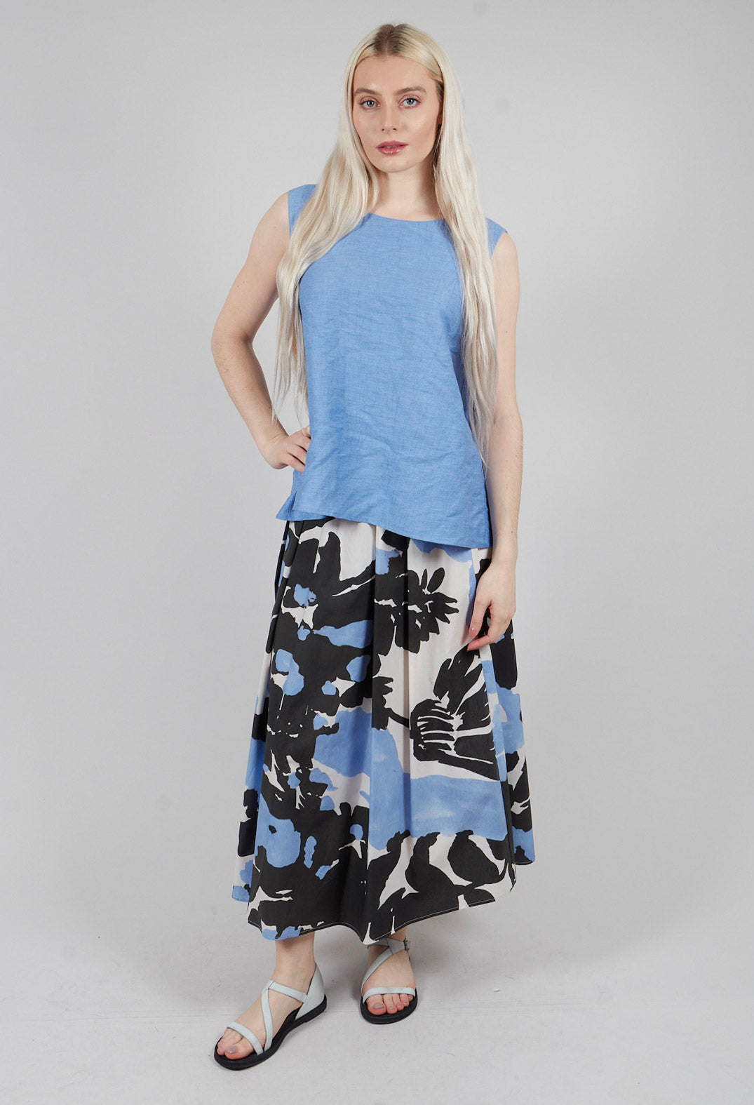 Long Skirt in Sky Print