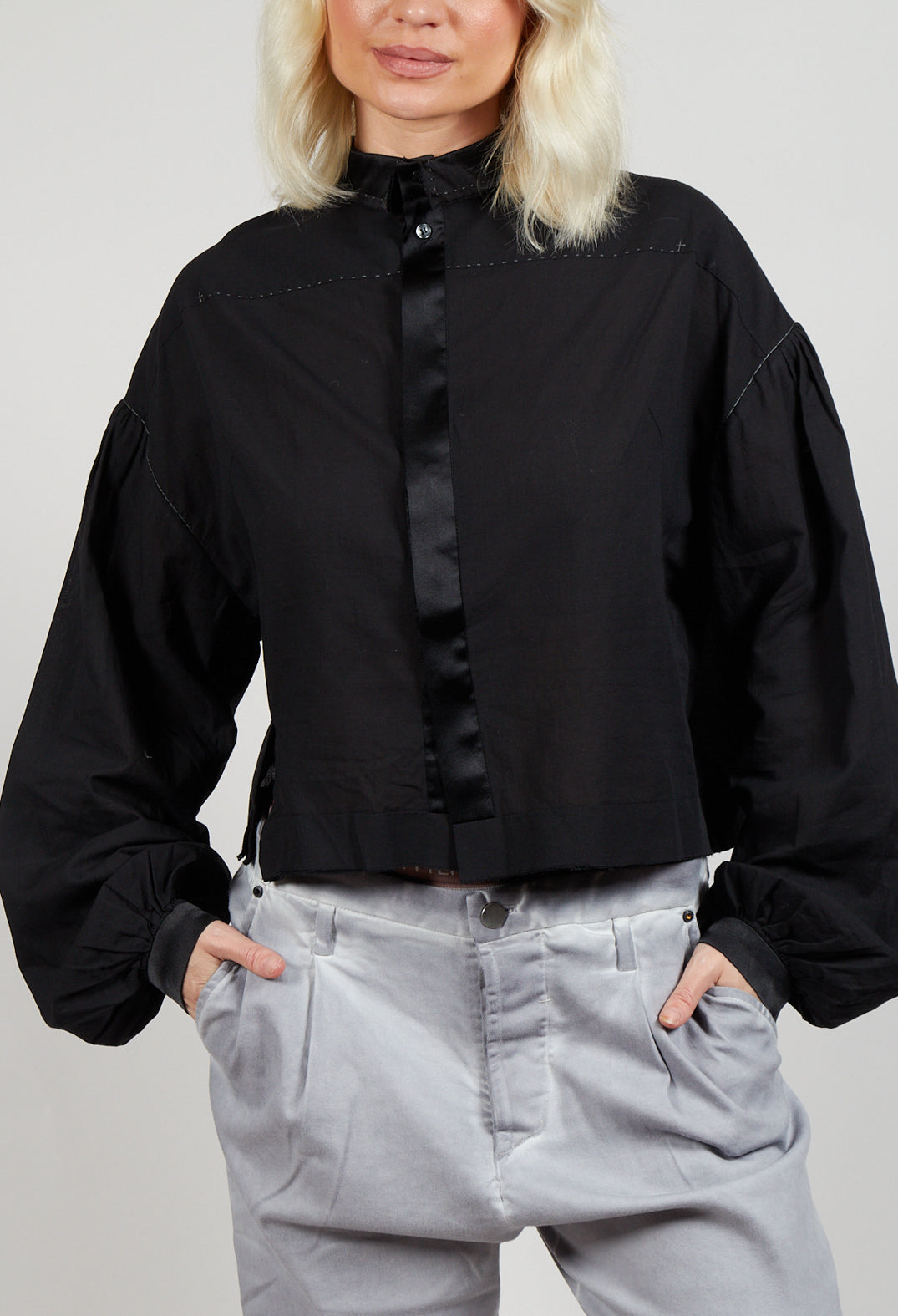 Long Sleeve Cotton Shirt in Black