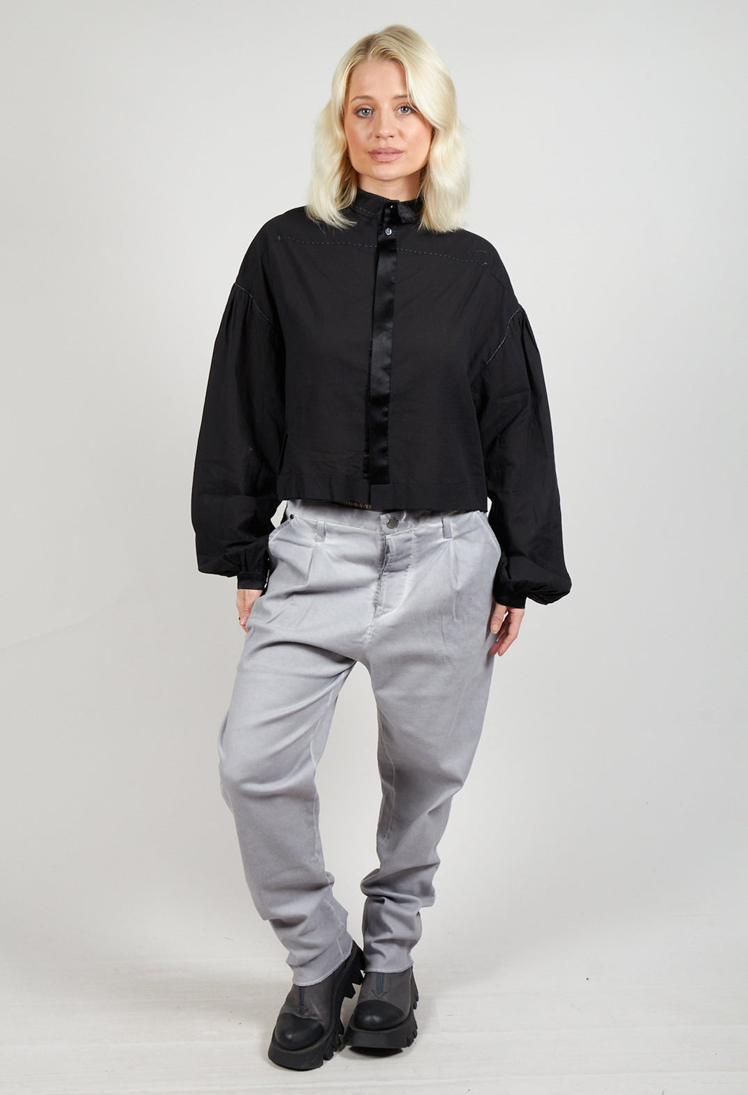 Long Sleeve Cotton Shirt in Black