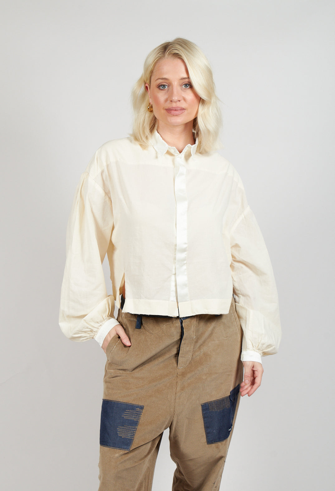 Long Sleeve Cotton Shirt in Cream