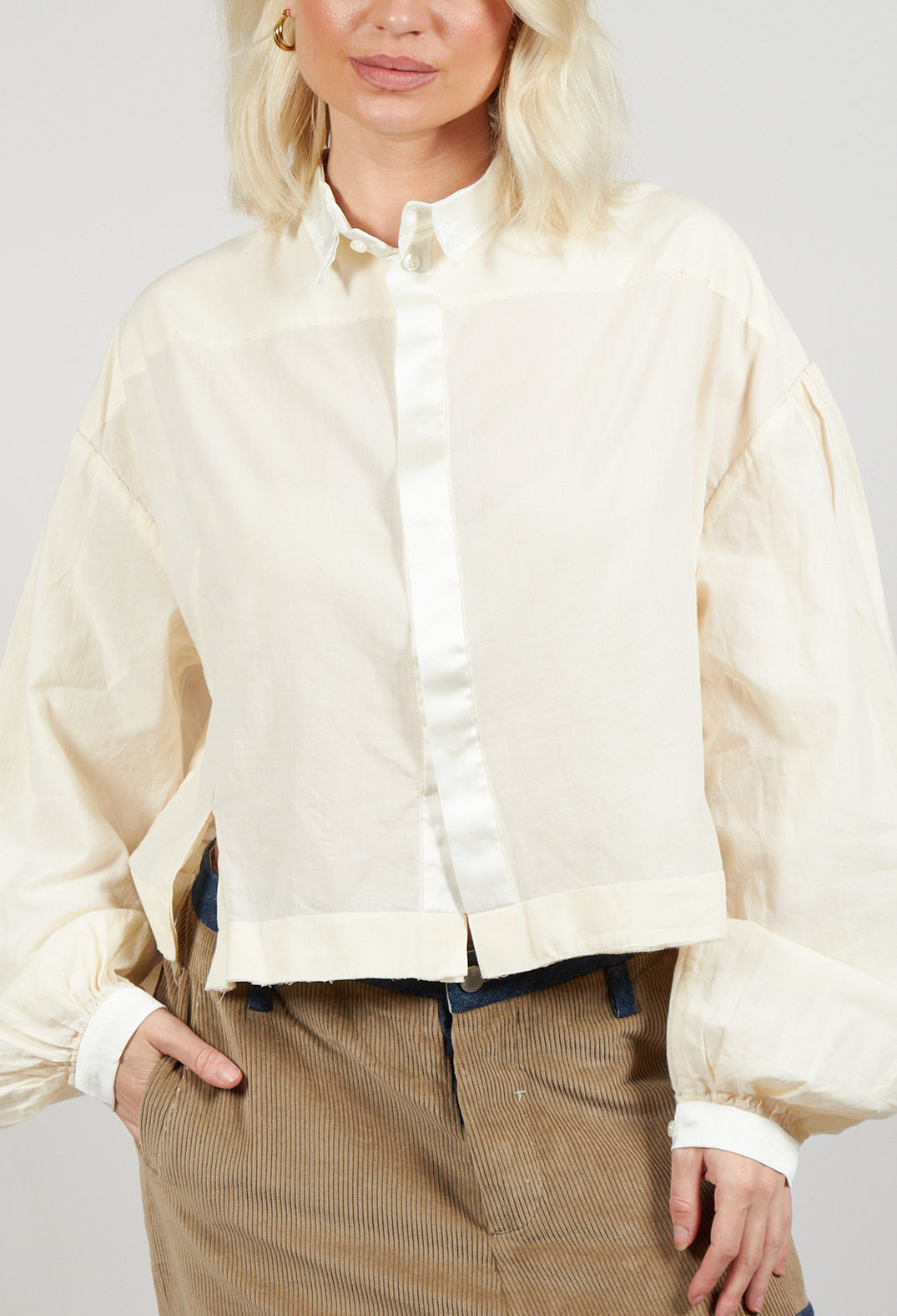 Long Sleeve Cotton Shirt in Cream