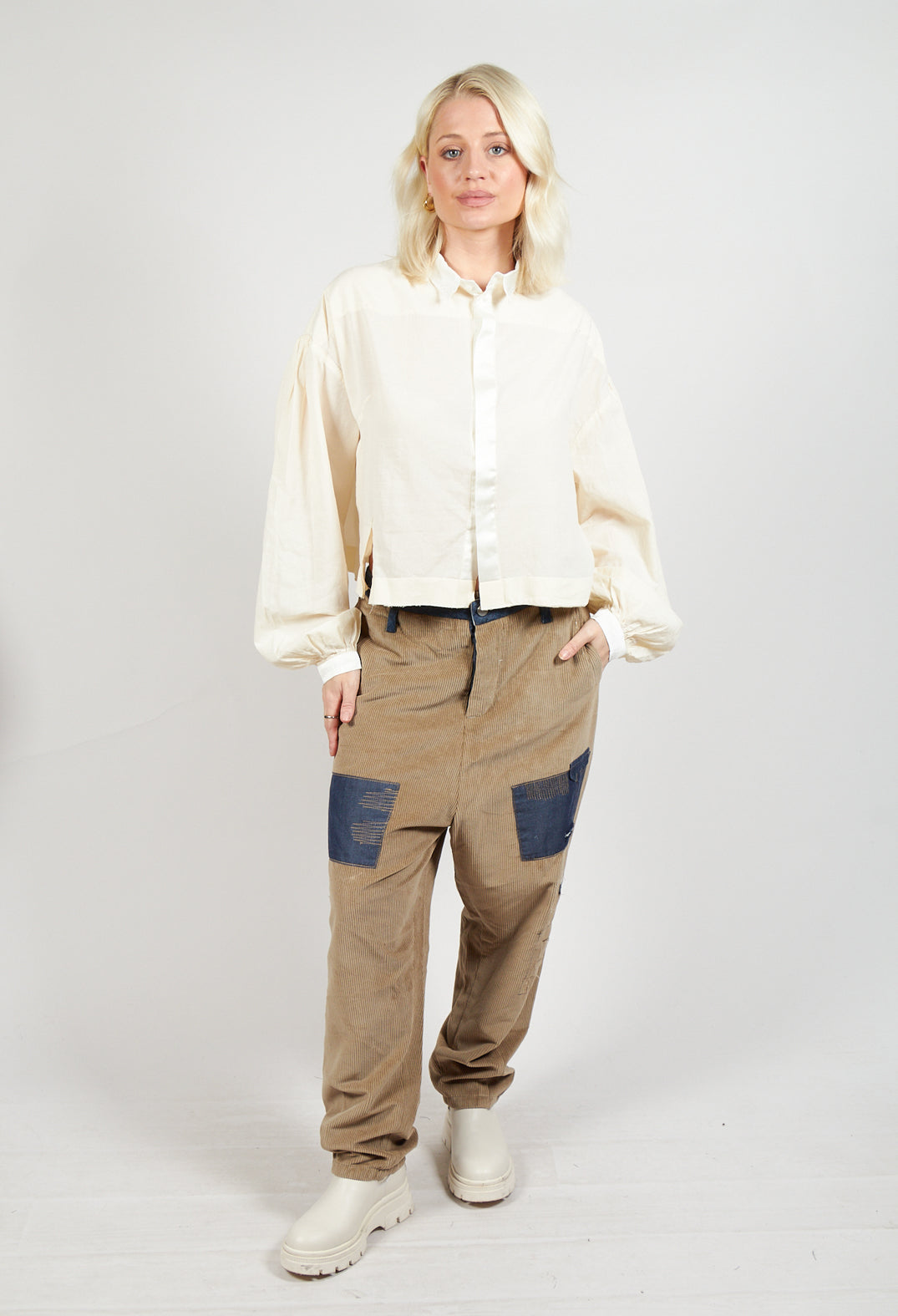 Long Sleeve Cotton Shirt in Cream