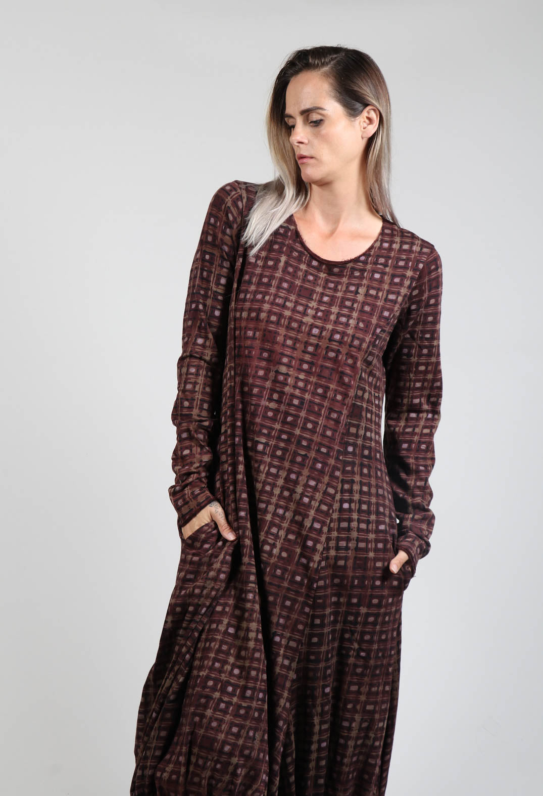 Long sleeve outlet check dress