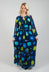 Long Sleeve Patterned Maxi Dress in Marine