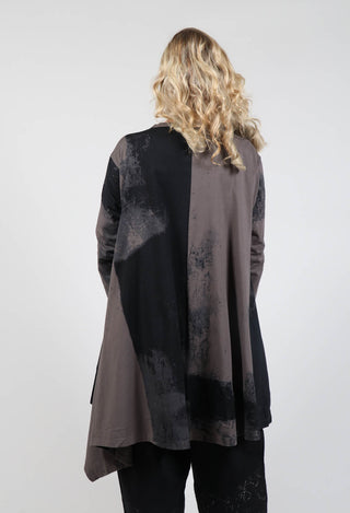 Long Sleeve Top with Flared Hem in Brown