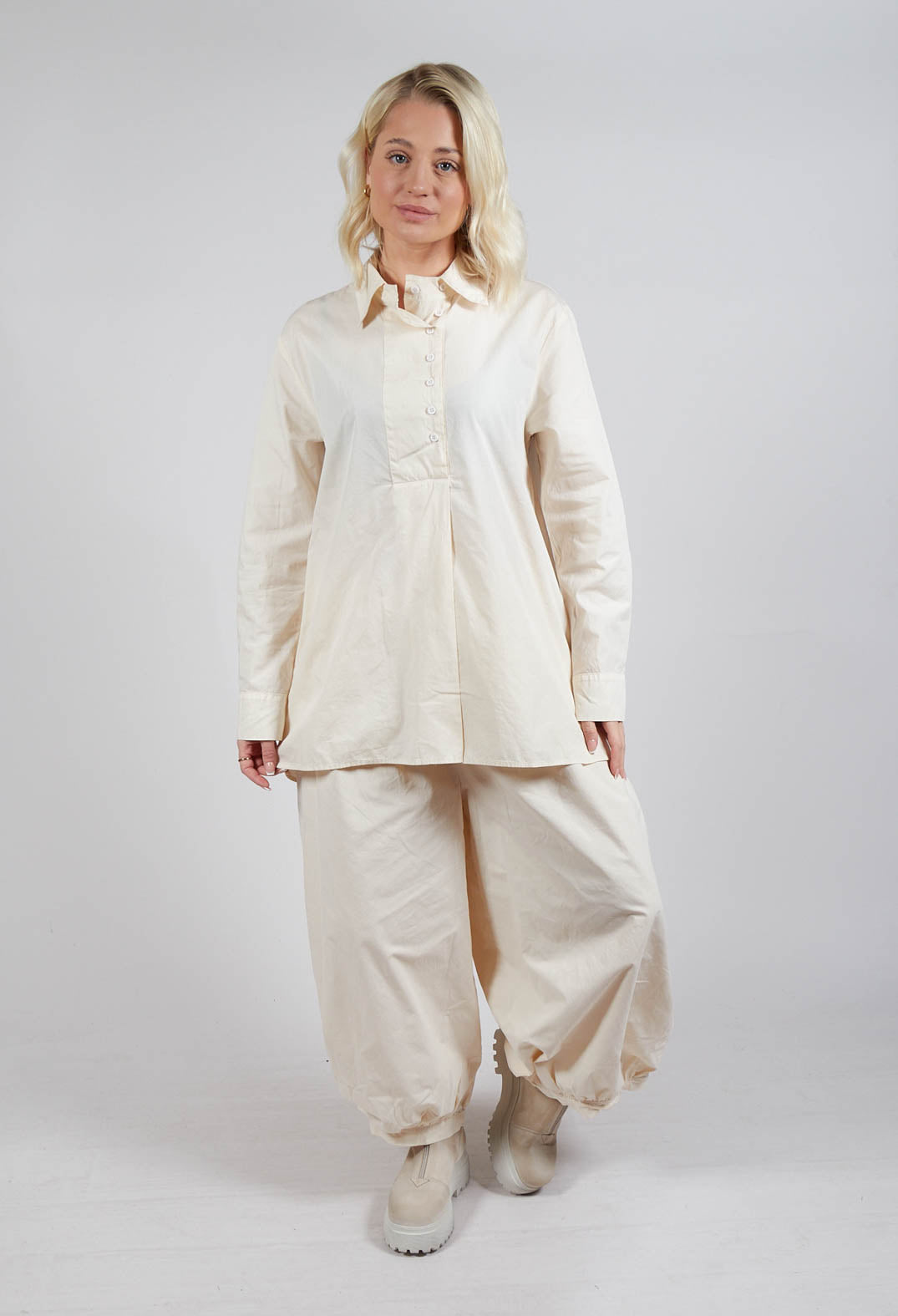 Longline Cotton Tunic in Cream