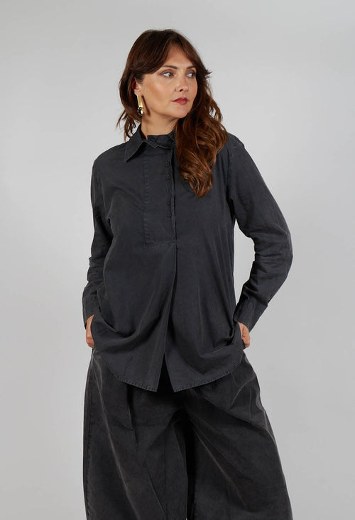 Longline Cotton Tunic in Pewter