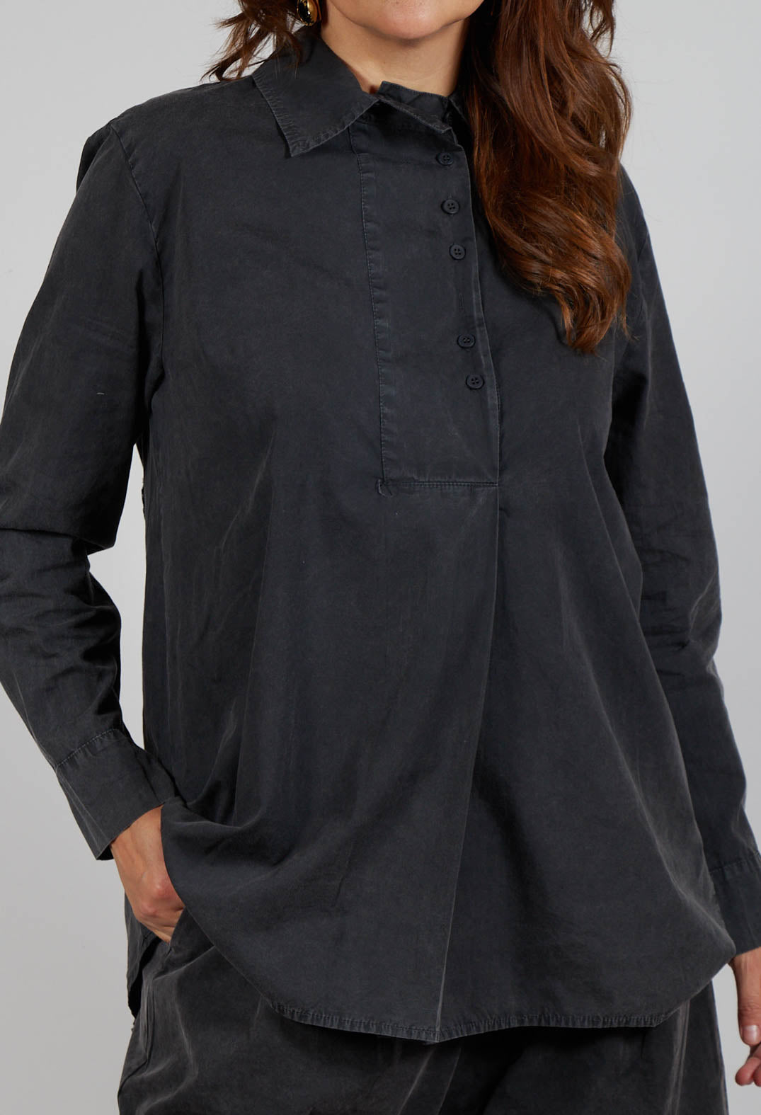 Longline Cotton Tunic in Pewter