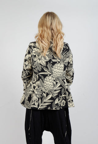 Longline Fringe Jacket in Black Jacquard