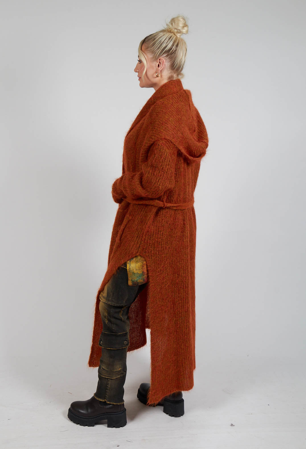 Longline Knitted Cardigan in Tumeric