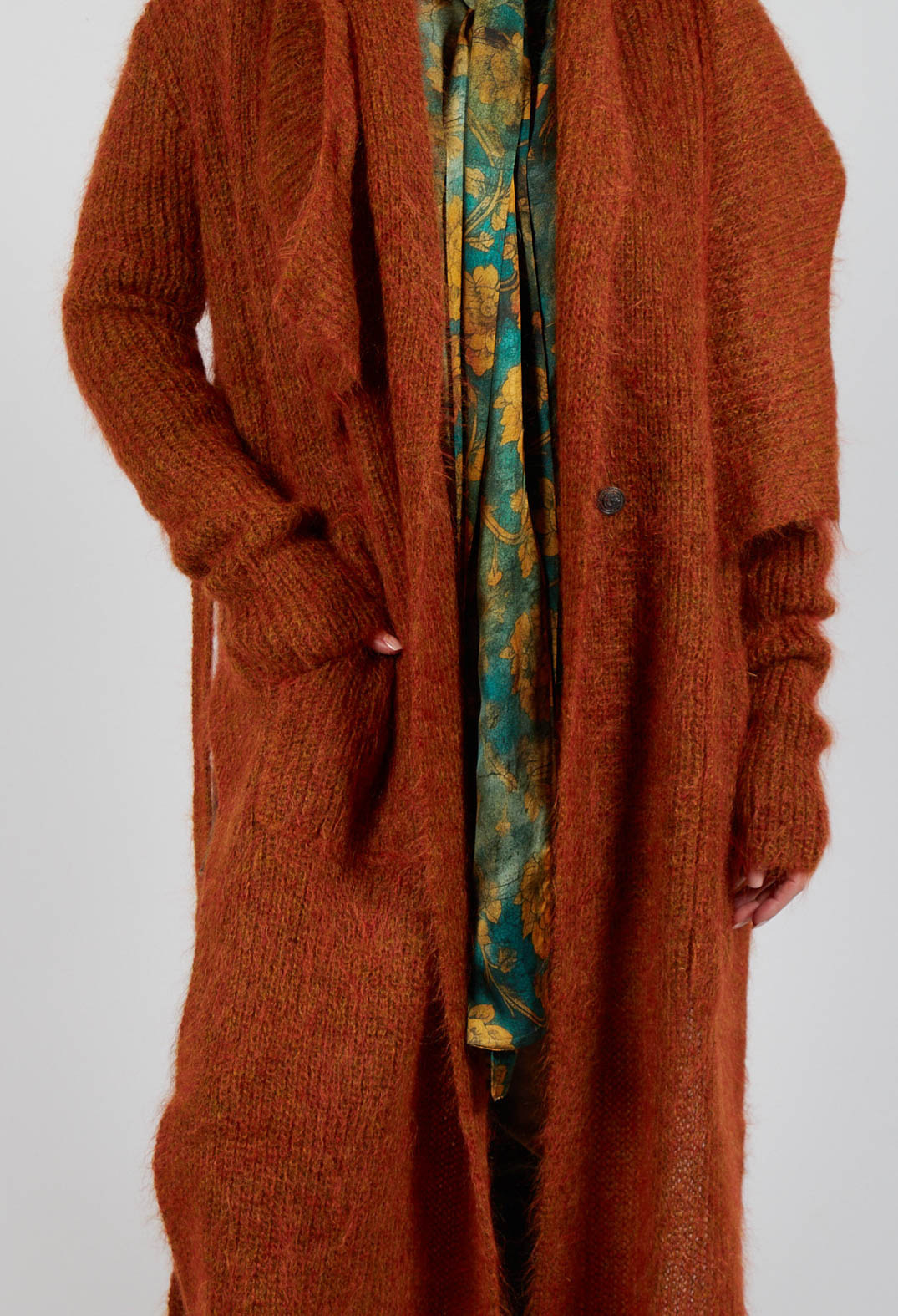 Longline Knitted Cardigan in Tumeric