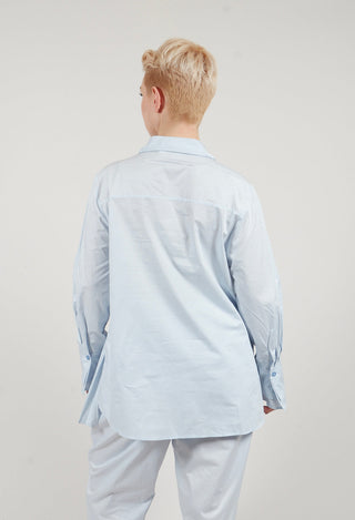 Longline Pleated Shirt in Ice Blue