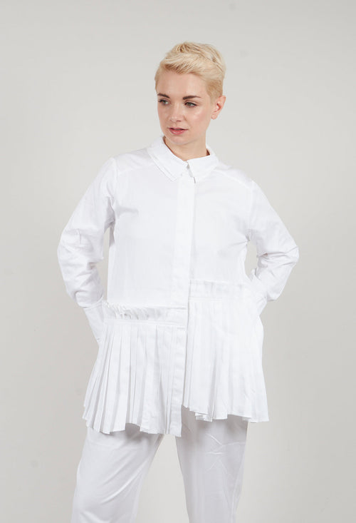 Longline Pleated Shirt in White