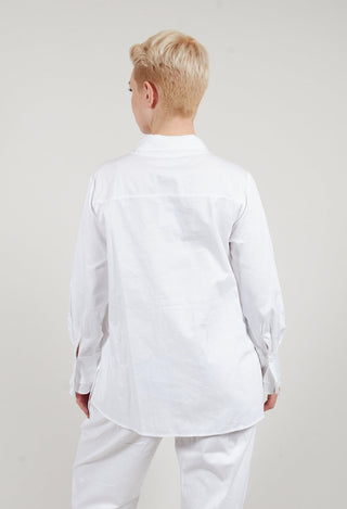 Longline Pleated Shirt in White