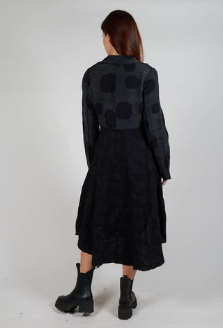 Longline Polka Dot Coat in Charcoal Grey