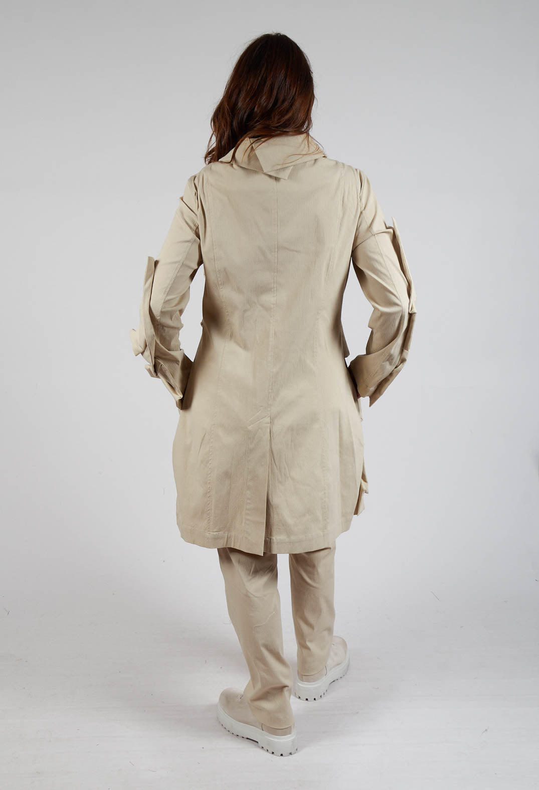 Longline Ruched Coat in Bone