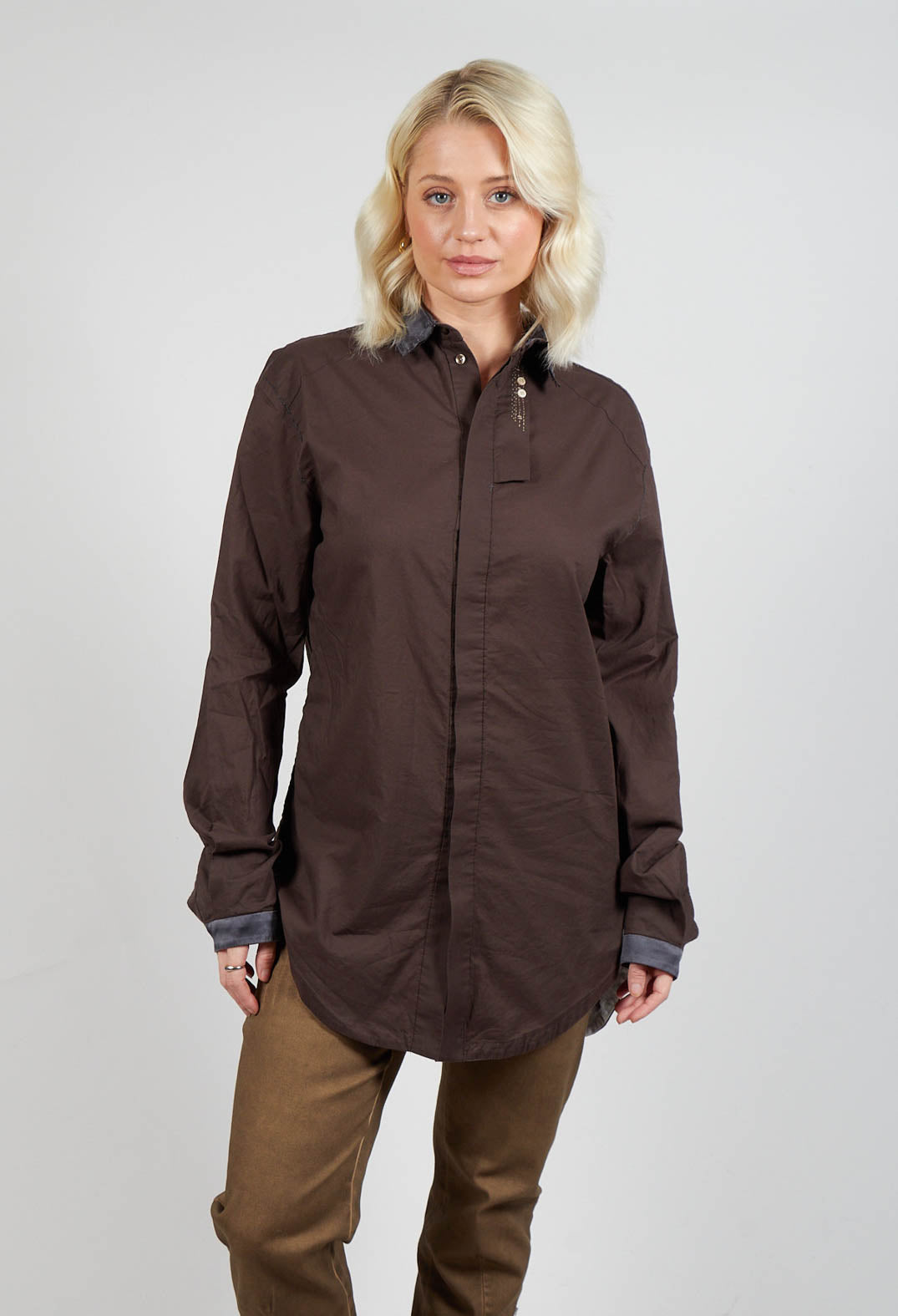 Longline Shirt in Dark Brown