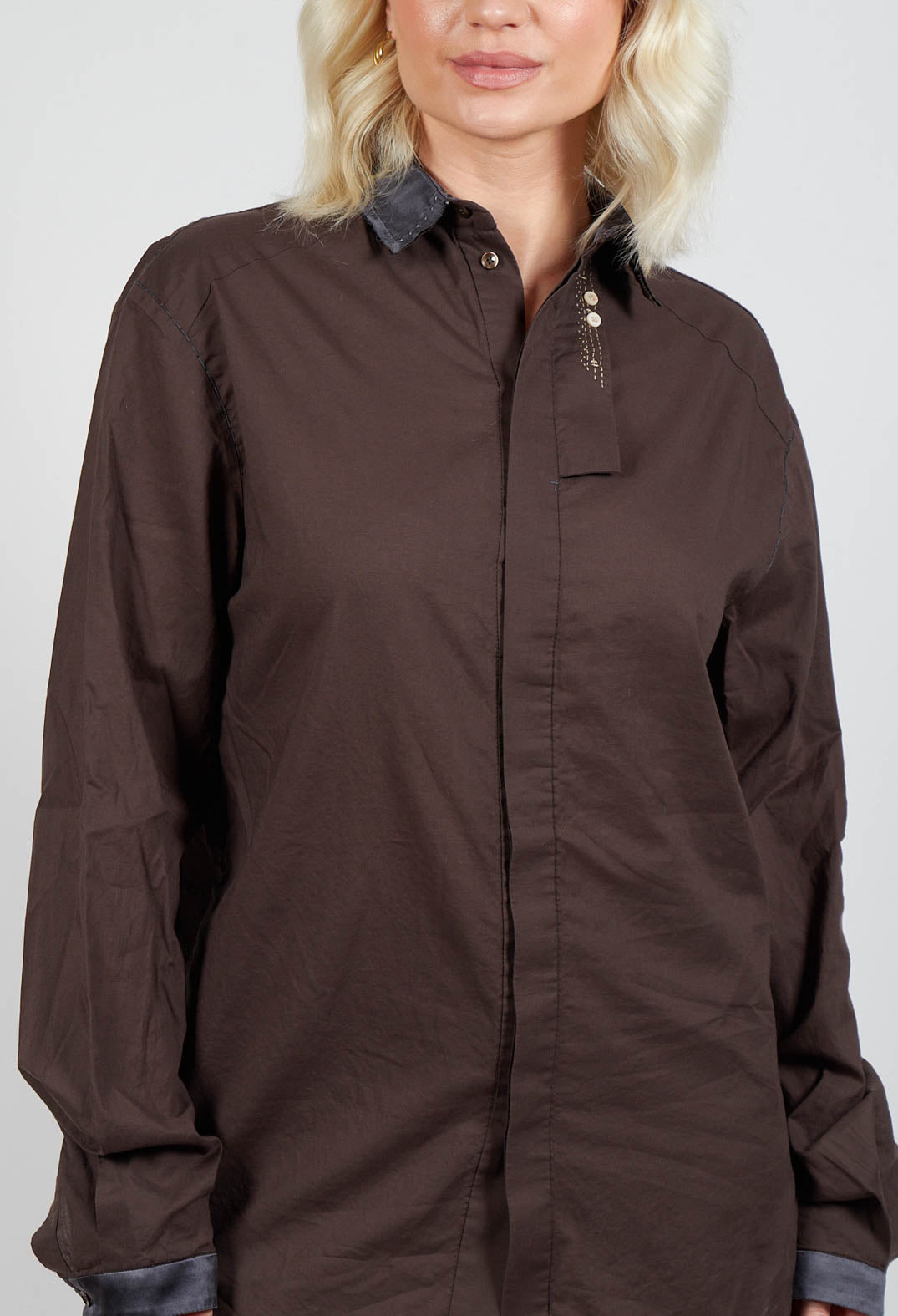 Longline Shirt in Dark Brown