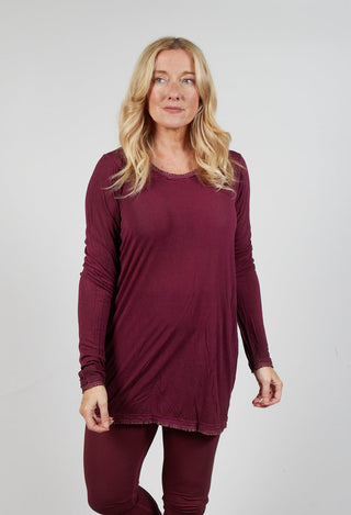 Longline Slim Top in Merlot Cloud