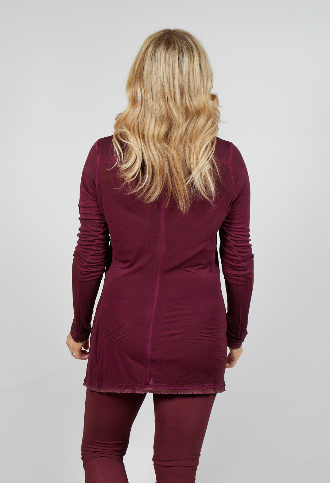 Longline Slim Top in Merlot Cloud