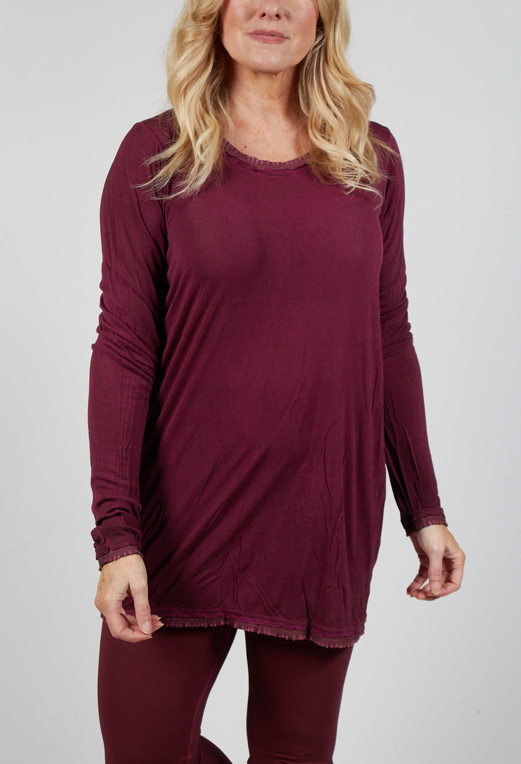 Longline Slim Top in Merlot Cloud