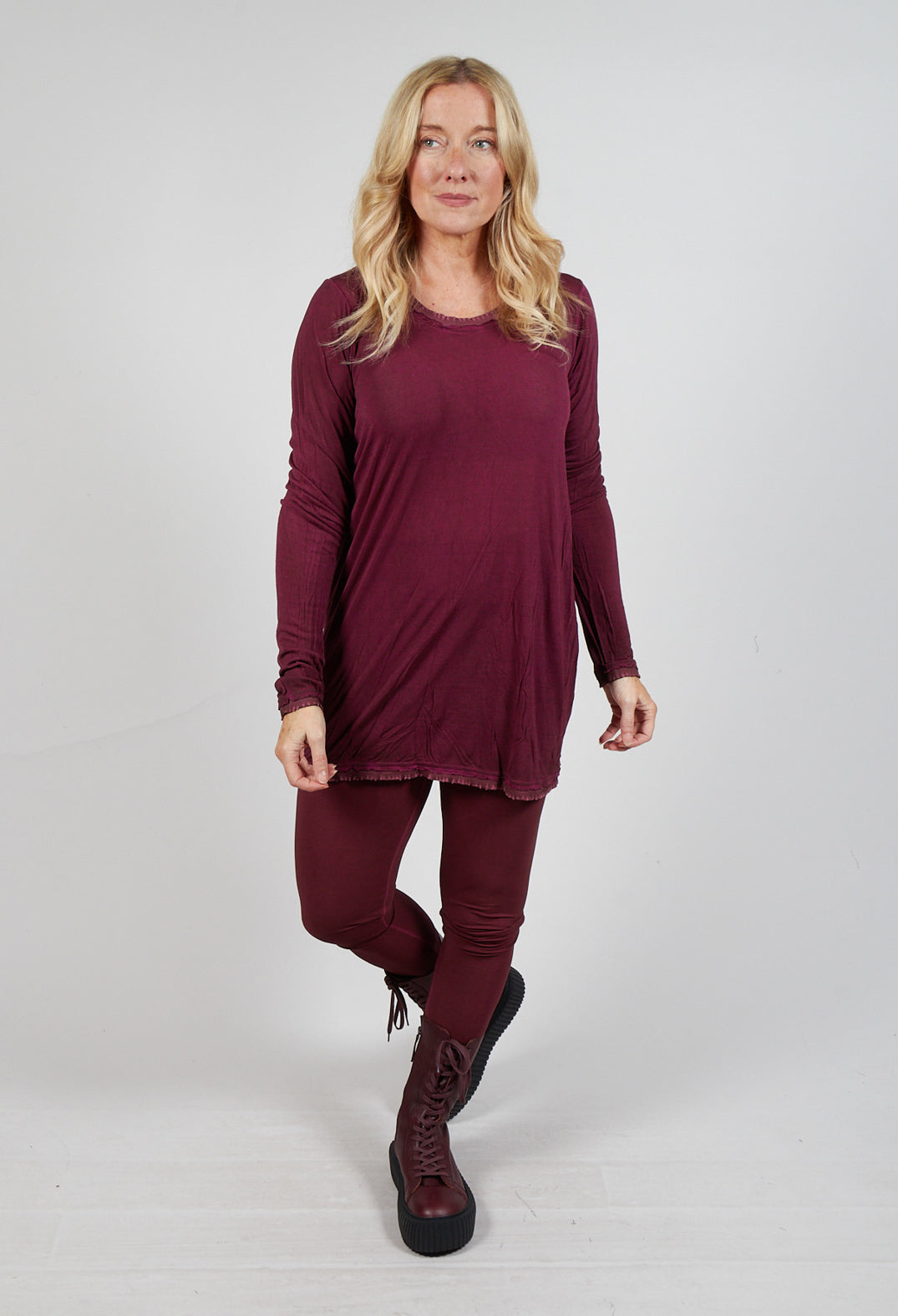 Longline Slim Top in Merlot Cloud