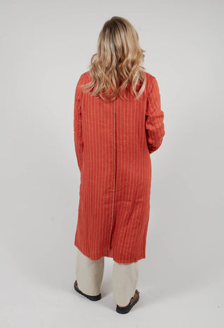 Longline Striped Coat in Original Orange