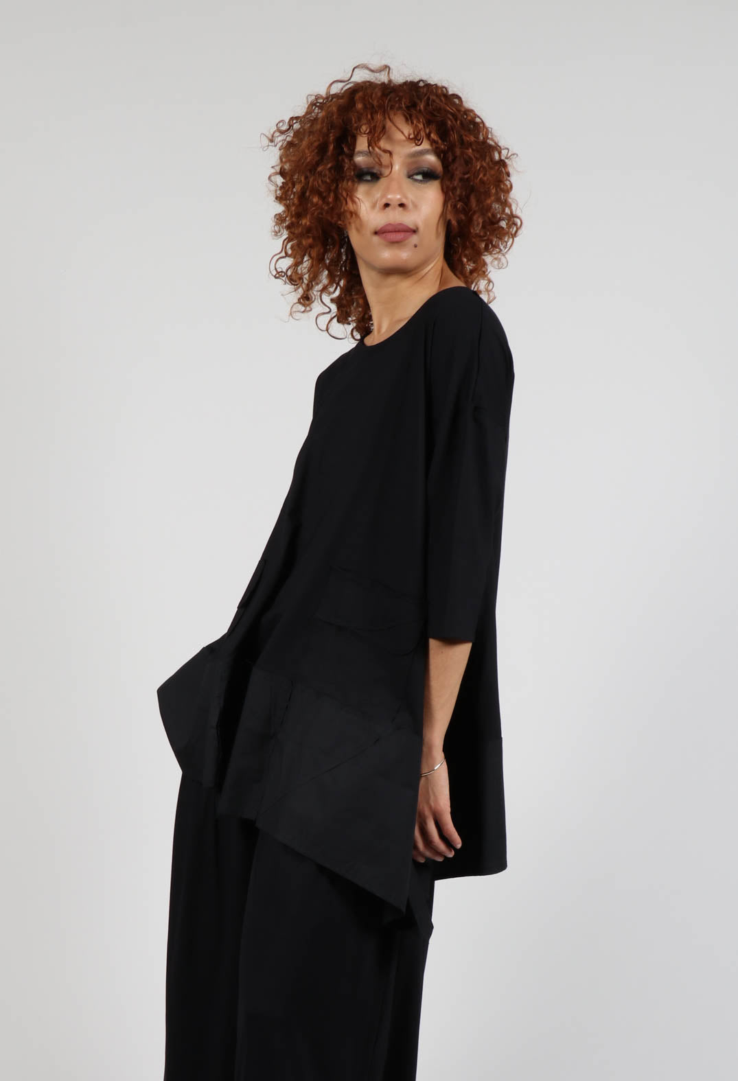 Loose Jersey Top in Black