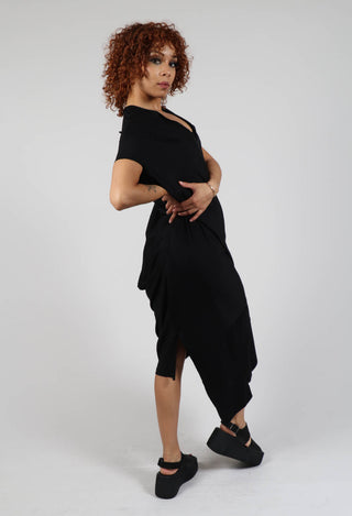 Loose V-Neck Dress in Black