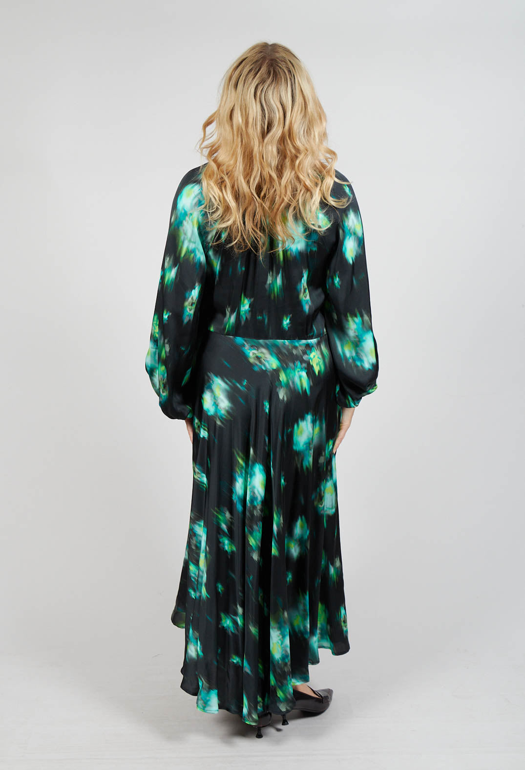 Louise Dress in Green and Black Print