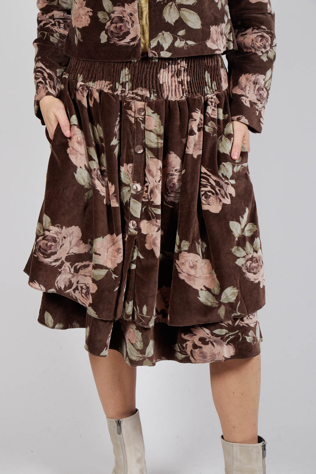 Loumi Skirt in Velour Fleur Chocolat