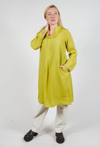 Lyocell Cowl Neck Dress in Acid Green