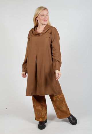 Lyocell Cowl Neck Dress in Acid Tabacco