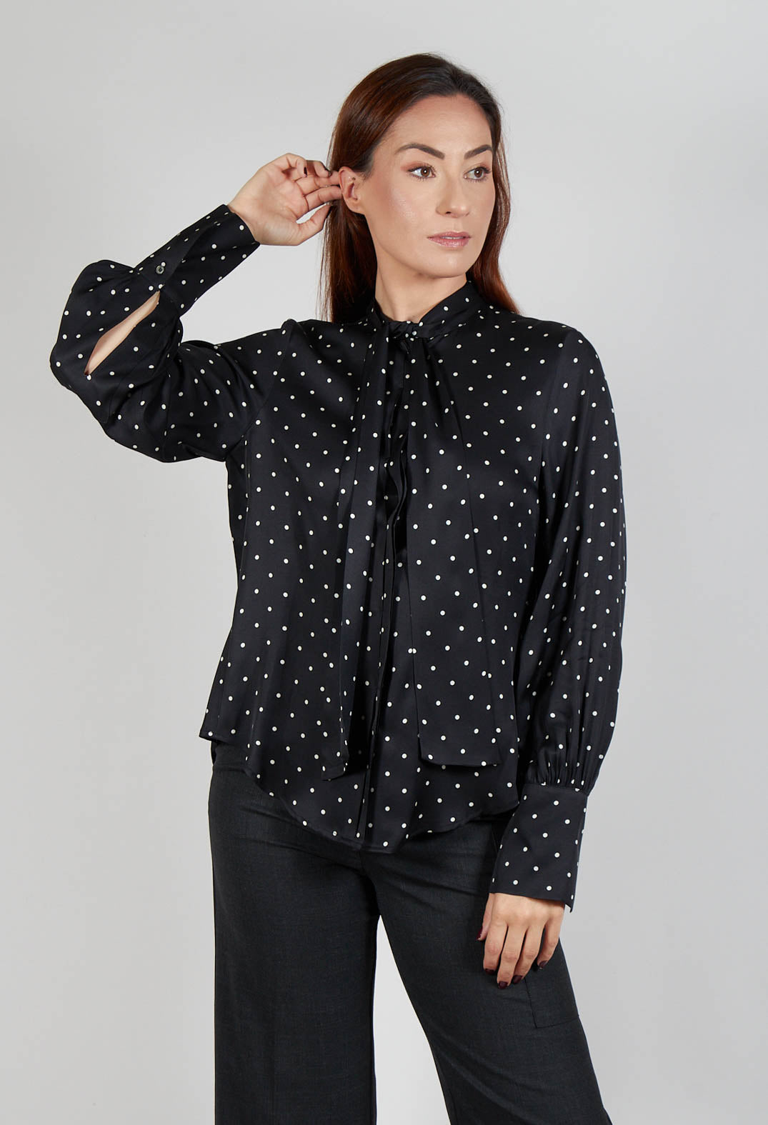 Mary Blouse in Black Polkadot