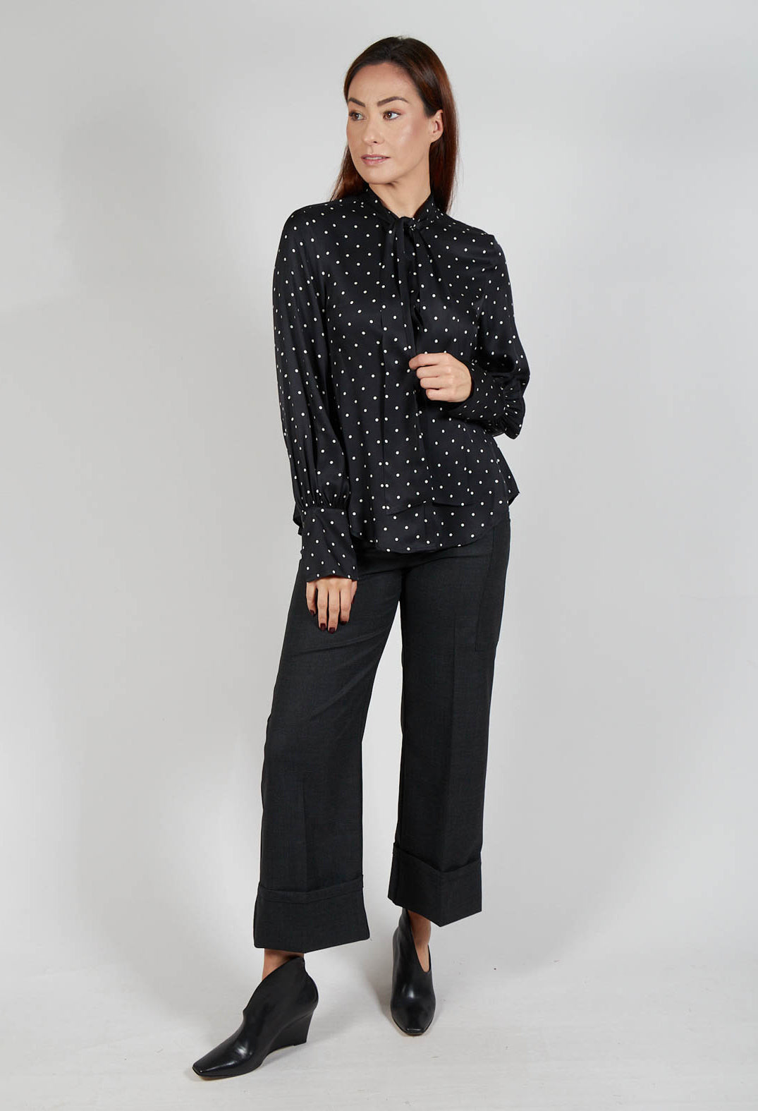 Mary Blouse in Black Polkadot