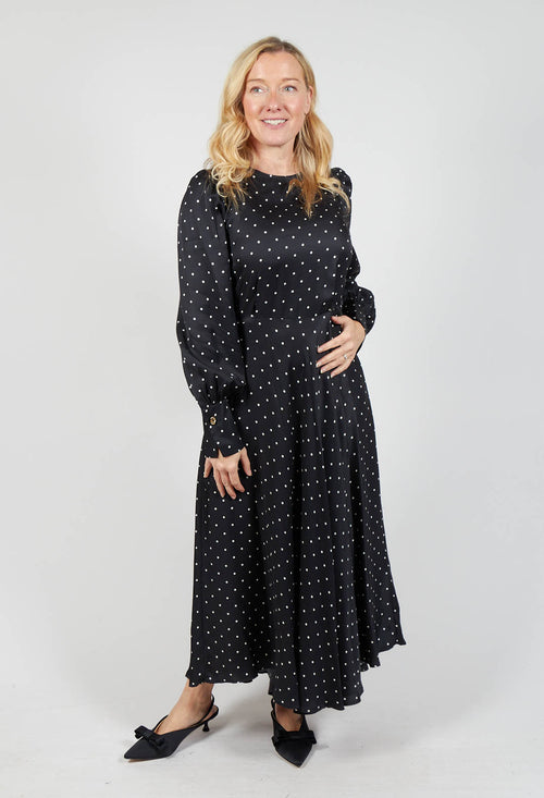 Mary Dress in Black Polkadot