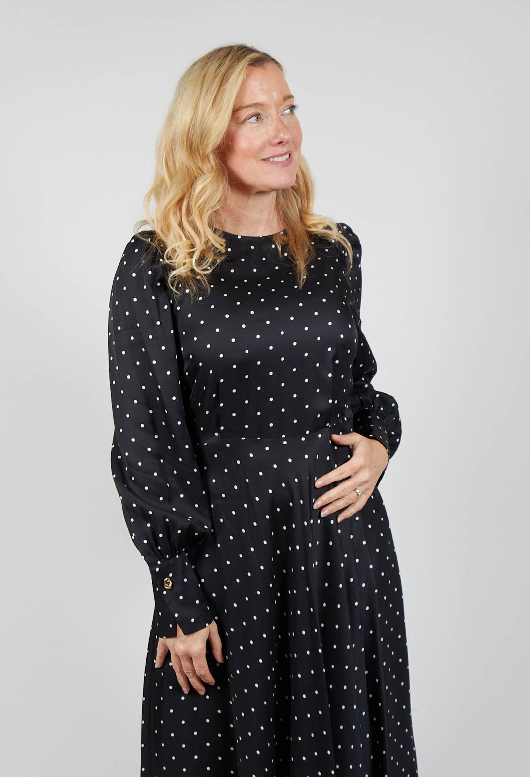 Mary Dress in Black Polkadot