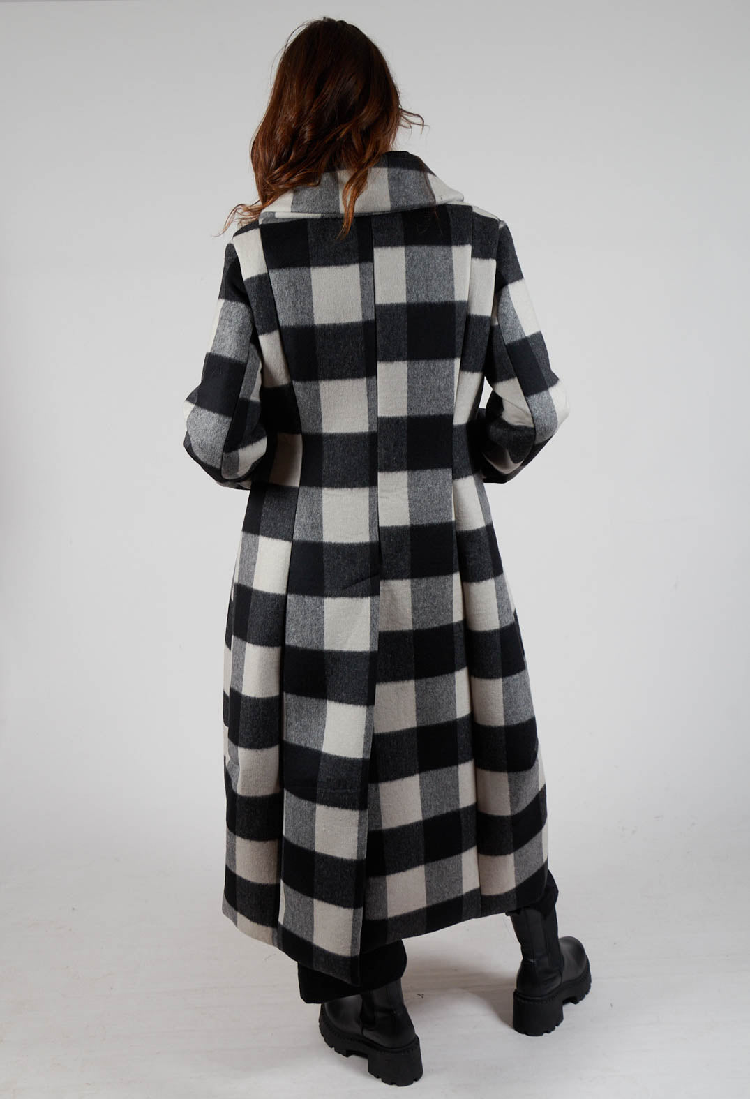 Maxi Check Print Coat in Black Check