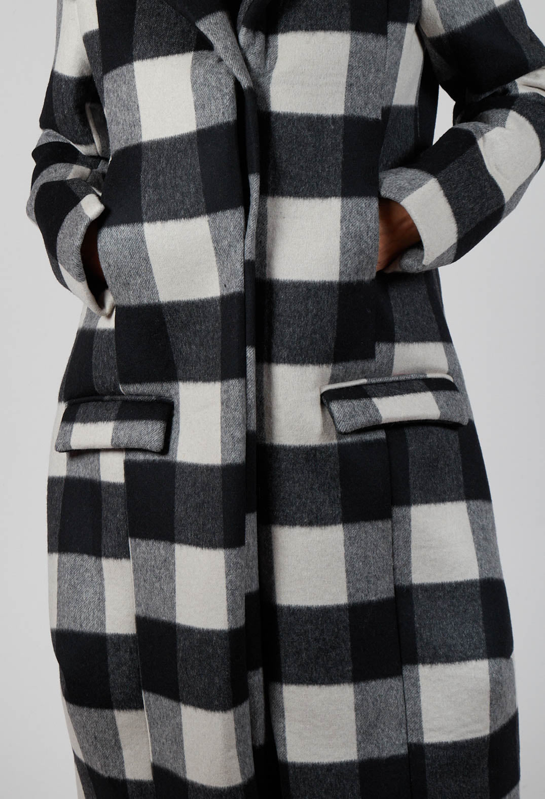 Maxi Check Print Coat in Black Check